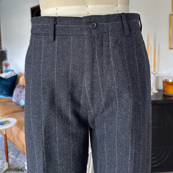 Vintage 90’s DKNY Pinstriped Wool High Waist Straight Leg Trousers - Picture 4 of 16